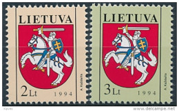 Mi 561-62 ** MNH Coat Of Arms Vytis Heraldry - Lituanie