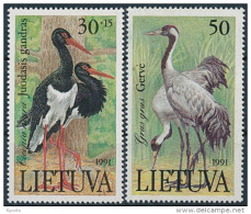 Mi 489-90  ** MNH Birds Stork Ciconia Nigra Crane Grus Grus Semi-postal - Litauen