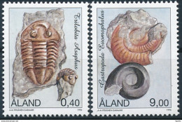 Mi 117-18 ** MNH Fossil Fossils Trilobit Asaphus Gastropode Eumaphalus - Ålandinseln