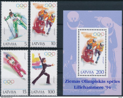 Mi 364-67+Block 4 ** MNH Winter Olympics Lillehammer - Latvia Lettonie Lettland Letonia Letland - Letonia