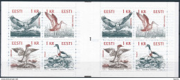 Mi MH 1 ** MNH Booklet Cyl 1 Joint Issue / Birds, Osprey, Black-tailed Godwit, Merganser, Shelduck, Slania - Estonia