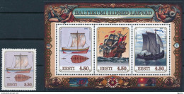 Mi 302 & Block 10 MNH ** / Ships Of The Baltic Sea, Joint Issue - Estland