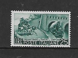 ITALIE 1956 TRAINS-TUNNEL DU SIMPLON YVERT N°724 NEUF MNH** - Trenes