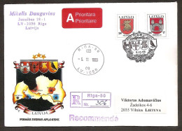 LATVIA 1996●Coat Of Arms●Mi 438-439 FDC●R-Cover - Letonia