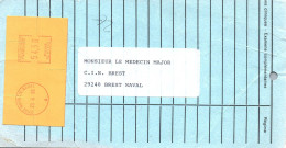 FICHE AVEC RECOMANDE DU 29/9/1996 - FLAMME EUA - HOURTIN AVEC CACHET OFFICIEL DU BSP GREBE - BREST HOURTIN LE 29/08/90 - Seepost