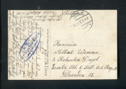 "DEUTSCHES REICH" 1917, Ansichtskarte Per Feldpost,blauer Ovalstempel "ETAPP.BAECKEREI-K.", Feldpost-Stegstempel (A2040) - Cartas & Documentos