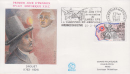 Enveloppe  FDC   Flamme   1er   Jour    FRANCE     DROUET      VARENNES  EN  ARGONNE   1989 - 1980-1989