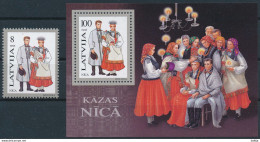 Mi 407 + Block 6 ** MNH / Regional Costumes / Wedding In Nīca - Lettonia