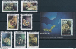 Mi 266-72 + Block 26 MNH ** / Chiroptera, Bats - Usbekistan