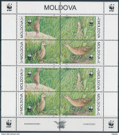 Mi 379-82 MNH ** Sheetlet / WWF, Birds, Corn Crake, Crex Crex - Moldavia