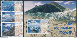 Mi 109-11 + Block 10 MNH ** / Pamir Mountains, Peak Korzhenevskaya, Lenin Peak, Ismoil Somoni Peak - Tajikistan