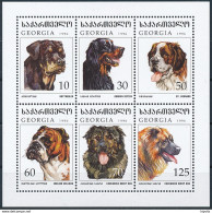Mi 234-39 MNH ** Sheetlet / Dogs, Rottweiler, Gordon Setter, Bernard, Bulldog, Caucasian Shepherd - Georgien