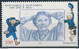 Mi 2629 MNH ** Joint Issue Sweden / Woman Writer Astrid Lindgren 100th Birthday - Nuevos