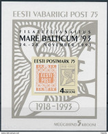 Mi Block 6 MNH ** / 1st Postage Stamp Of Estonia 75th Anniversary, Stamp On Stamp, Overprint, Philatelic Exhibition - Estonie