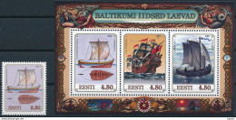 Mi 302 & Block 10 MNH ** / Ships Of The Baltic Sea, Joint Issue - Estonia