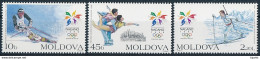 Mi 263-65 MNH ** / Winter Olympics Nagano 1998 - Alpine Skiing Downhill, Figure Skating, Biathlon - Moldavie