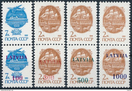 Mi 313-16 I MNH ** / Overprinted Soviet Definitives Se-tenants Missing Overprint - Lettonia