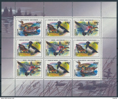 Mi 389-91 MNH ** Sheetlet / Birds Ducks Anas Penelope, Aythya Fuligula, Anas Formosa - Blokken & Velletjes