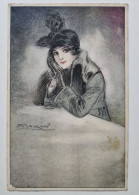 Cpa. Illustrateur Lucien Achille Mauzan. Jeune Femme Au Chapeau, Gants, Gant - Mauzan, L.A.
