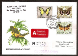 Latvia 1996●Butterflies●Mi 432-34 FDC●R-Cover - Letland