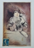 Cpa. Illustrateur Lucien Achille Mauzan. Jeune Femme Au Chapeau, Gants, Gant - Mauzan, L.A.