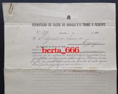 Repartição De Saúde De Angola E São Tomé E Príncipe * Documento Manuscrito - Historische Dokumente