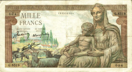 N82 - Billet De 1000 Francs - DÉESSE DEMETER - 1 000 F 1942-1943 ''Déesse Déméter''