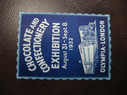 LONDON 1932 Olympia Chocolate And Confectionery Exhibition Cacao Vignette Poster Stamp ENGLAND Label - Food