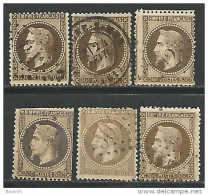 LOT DE 6 NAPOLEON N° 30  OBL  2 ème CHOIX - 1863-1870 Napoléon III Lauré