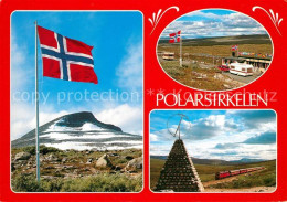 73147213 Saltfjellet  Polarsirkelen Nationalpark Polarkreis Norwegische Flagge E - Norway