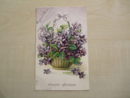 Carte Postale Ancienne SOUVENIR AFFECTUEUX Violettes - Fleurs