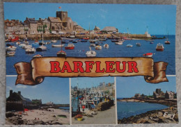 50 Manche CPM Barfleur Multivues Le Port Et L'église La Plage Et Le Quartier De La Masse - Barfleur