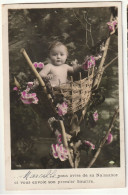 CPA Enfant . Bébé Dans Un Panier . Faire Part De Naissance De Marcelle  . 1911 - Bebes