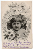 Cpa Enfant . Fillette . Fer à Cheval . Fleurs . 1905 - Szenen & Landschaften