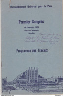 Au Plus Rapide Programme Premier Congrès Paix Bruxelles Belgique 3-6 Septembre 1936 - Programmes