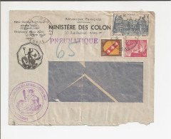 Lettre à Entête Pneumatique - Ministère Des Colonies - 1947 - Pneumatic Post