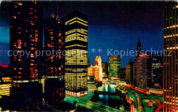 72887210 Chicago_Illinois Chicagor River At Night - Andere & Zonder Classificatie