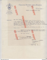 Fixe Vichy Enveloppe En-tête Grand Hôtel Des Bains Et Lettre Autographe Dulong Propriétaire Pt Daladier Type Paix - 1921-1960: Modern Period