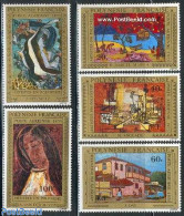 French Polynesia 1975 Paintings 5v, Mint NH, Nature - Fish - Art - Modern Art (1850-present) - Paintings - Nuevos