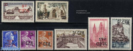 Reunion 1957 Definitives 8v, Mint NH, Religion - Churches, Temples, Mosques, Synagogues - Art - Castles & Fortifications - Eglises Et Cathédrales