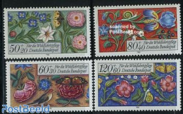 Germany, Federal Republic 1985 Welfare, Miniatures 4v, Mint NH, Nature - Birds - Butterflies - Flowers & Plants - Nuovi