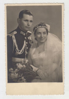 Ww2 Bulgaria Bulgarian Military Officer With Wife Newlyweds, Portrait, Vintage Orig Photo 8.5x13cm. (21431) - Guerra, Militares