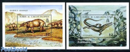 Turks And Caicos Islands 1991 Preh. Animals 2 S/s, Mint NH, Nature - Prehistoric Animals - Prehistorics