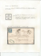 France - LYON - Etude Des Cachets Du Bureau Des TERREAUX De 1852 à Type Sage - 28 Timbres Et 15 Lettres Et Documents - 1849-1876: Classic Period