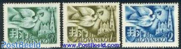 Slovakia 1942 European Postal Congress 3v, Mint NH, History - Nature - Religion - Europa Hang-on Issues - Birds - Chur.. - Neufs