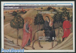 Barbuda 1987 Christmas S/s, Mint NH, Religion - Christmas - Art - Paintings - Natale