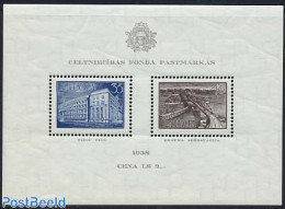 Latvia 1938 Construction S/s, Unused (hinged), Transport - Railways - Art - Bridges And Tunnels - Trenes