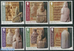 Isle Of Man 2013 Lewis Chessmen 6v, Mint NH, Nature - Sport - Horses - Chess - Art - Sculpture - Ajedrez