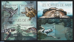 Burundi 2012 Sea Turtles 2 S/s, Mint NH, Nature - Turtles - Other & Unclassified
