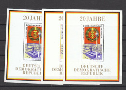 Deutschland DDR ** Block 28,  20 Jahre DDR 3 Stück - 1950-1970